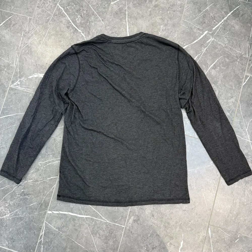 MBX Premium Goods Men's Charcoal Gray Long Sleeve Henley Shirt Size M